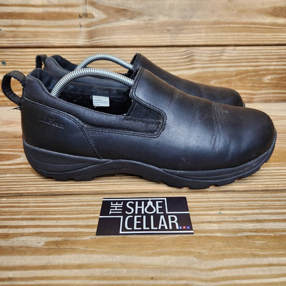 L.L. Bean Mens 11.5 Loafers Shoes Black Leather Slip-On Round Toe Winter Shoes - Picture 1 of 8